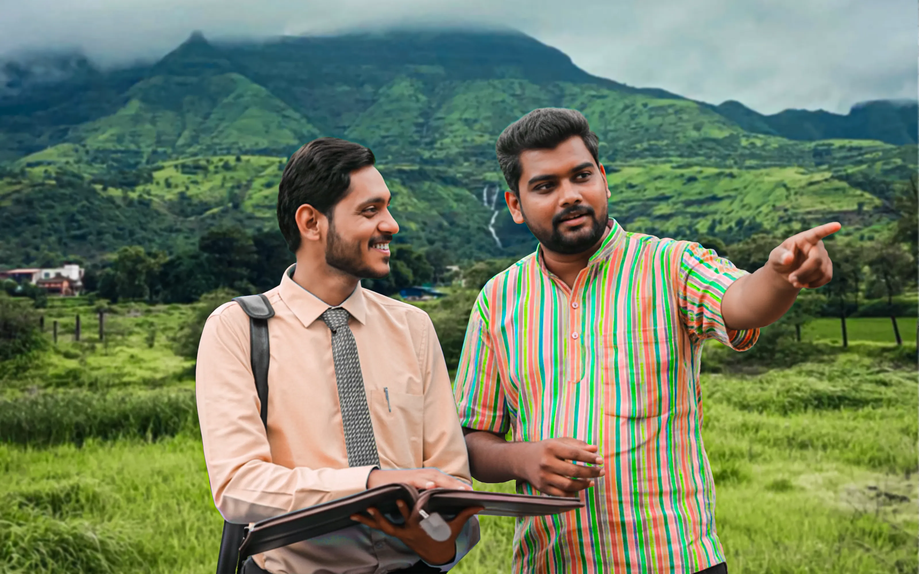 Karjat hills and plotted land at sunset, highlighting property opportunities.